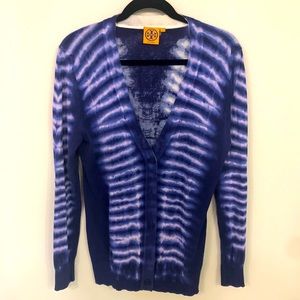 Tory Burch blue tie dye cardigan